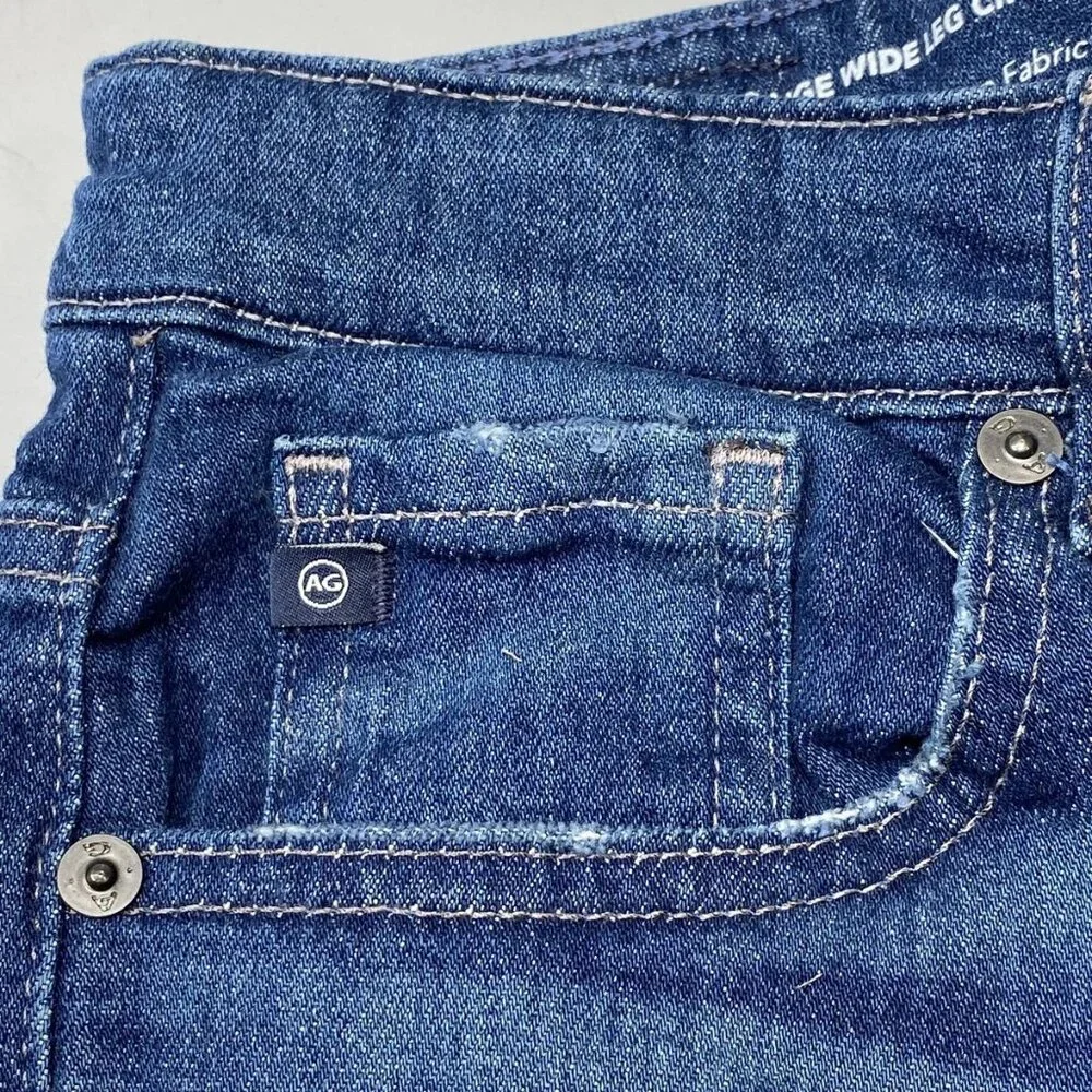 NEW AG Women’s Saige Wide Leg Cropped Jeans Dark Blue Size 27 - Picture 10 of 11